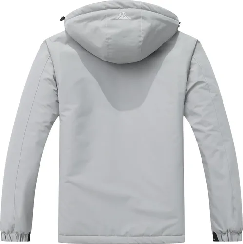 Vista 2 de Chaqueta de esquí de invierno impermeable para hombre, chaqueta de snowboard de invierno impermeable con capucha y forro polar resistente al viento