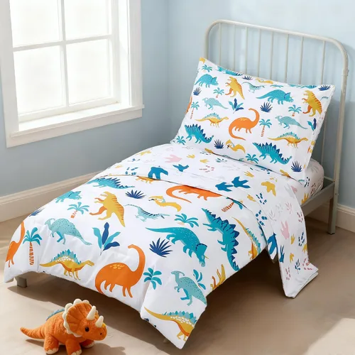 Vista 16 de PERFEMET Juego de cama de 4 piezas para niños pequeños con edredón de autos para niños, reversible, ligero, vehículos azules, juego de cama