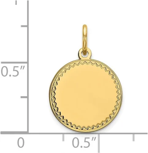 Vista 2 de JewelryWeb Collar con colgante de oro amarillo de 14 quilates, calibre .009, grabado redondo, 0.787 x 0.512 in de ancho, para mujer