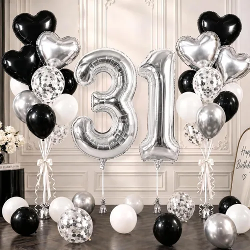 Vista 43 de TONIFUL Globo de aluminio negro de 40 pulgadas con el número 0, decoraciones de cumpleaños negro (Bk-black)