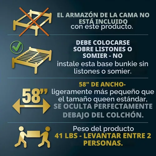 Vista 2 de Golden Home Essentials - Tablas de cama resistentes de 58 pulgadas x 80 pulgadas para cama tamaño Queen, tabla de cama extra resistente