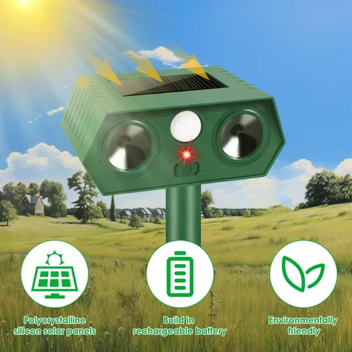 Vista 4 de Paquete de 4 dispositivos repelentes de ciervos, repelente solar de animales, repelente de gatos, repelente de animales ultrasónico para exteriores