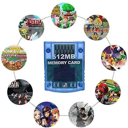 Vista 3 de Mekela Tarjeta de memoria de 512 MB 8192 bloques compatible con Wii Gamecube Game Cube NGC GC azul