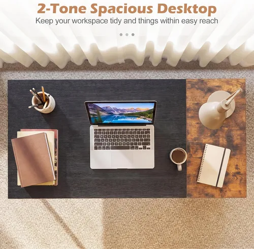 Vista 9 de Tangkula 48-Inch Computer Desk with 2 Drawers, Modern Home Office Desk with Hanging Hook & Storage Shelf, Multipurpose Writing Desk for Study Bedroom