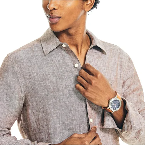 Vista 3 de Nautica Camisa de lino de ajuste clásico para hombre