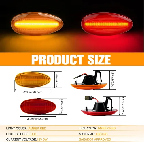 Vista 7 de Gempro Luces LED de doble guardabarros laterales para Chevy Silverado GMC Sierra 2500 3500 2001-2014 Lámparas de marcador de cama de rueda trasera