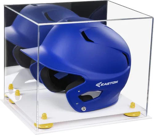 Vista 156 de Better Display Cases Vitrina acrílica para casco de bateo de béisbol con espejo, elevadores rosados, montaje en pared y base de espejo (V22/A012)