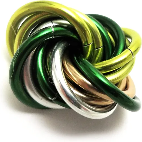Vista 4 de Bola Fidget Möbii (MultiColor): Herramienta de juguete silenciosa para aliviar el estrés, ansiedad y estimular el ADHD para el hogar, viajes Cromo