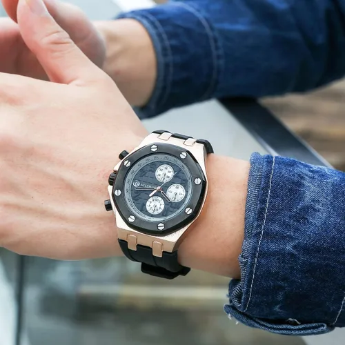 Vista 4 de TEINTOP Ochstin - Reloj octogonal con cronógrafo de precisión para hombre