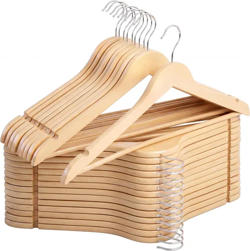 Vista 16 de StorageWorks - Paquete de 20 perchas de madera para abrigos, camisas, chaquetas, pantalones y trajes, color cereza oscuro