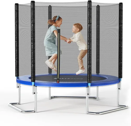 Vista 11 de SkyBound Trampolín para exteriores de 6 pies, 12 pies y 14 pies con recinto de red, trampolines recreativos para niños y adultos, patas
