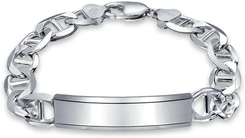 Vista 2 de Personalizable calibre 25O pesado Soild para hombre Mariner Marina Anchor Link Indenifcatiom nombre ID pulsera para hombres plata de ley 925 hecha