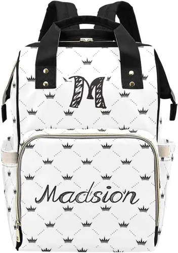 Vista 8 de Mochila de pañales personalizada, regalo con nombre, letras para bebé, color gris, rosa, bolsa de viaje versátil: gran capacidad y múltiples