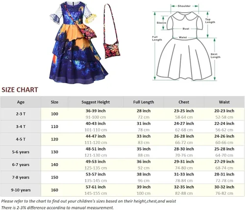 Vista 2 de Kaisebile Princess Costume Dress for Girls Birthday Halloween Party Dress Up with Accessories