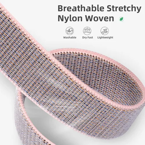Vista 3 de Correas deportivas de nailon compatibles con Fitbit Versa 3/Versa 4/Fitbit Sense/Sense 2 para mujeres y hombres, correas de repuesto trenzadas Rosado