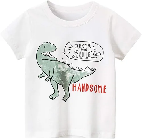 Vista 2 de TABNIX Paquete de 4 camisetas de algodón de manga corta con cuello redondo para niños de 2 a 7 años