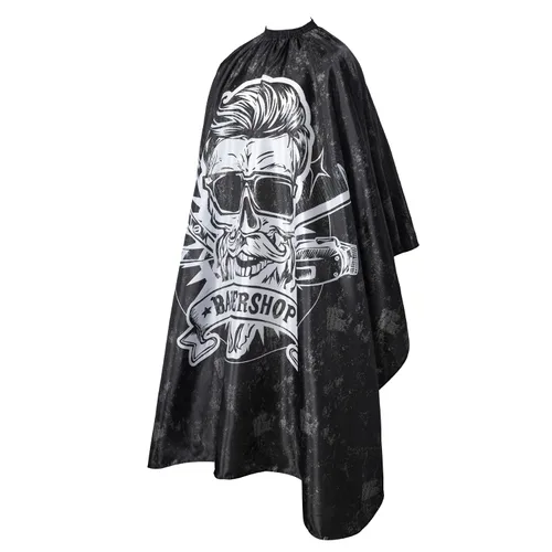 Vista 4 de Capa de peluquería profesional de 64 x 56 pulgadas para hombre, capa impermeable para cortar el cabello con cuello elástico y cierre ajustable, capa