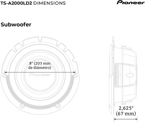 Vista 6 de Pioneer A-Series TS-A2000LD2 Subwoofer de montaje superficial de 8 pulgadas 700 W máx Diseño de montaje superficial, graves profundos en espacios