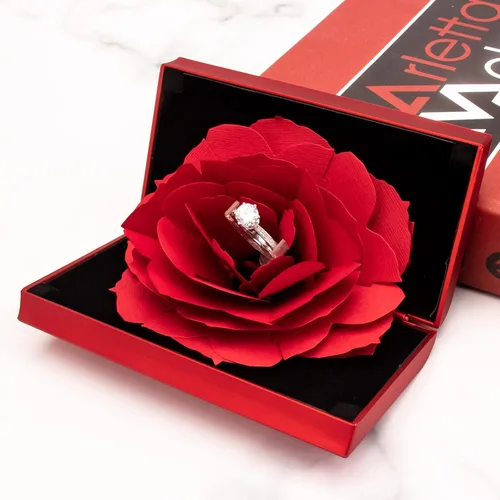 Vista 2 de Caja de anillo de compromiso, caja de rosas sorpresa para mujer, como propuesta, anillo de boda, regalo, etc.