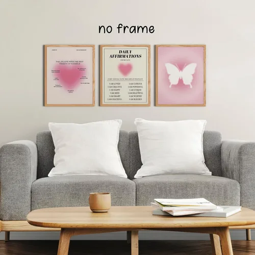 Vista 2 de KEUSPI Y2K - Pósteres decorativos para habitación, carteles rosados, afirmaciones diarias, póster de energía de aura rosa, póster de arte de pared