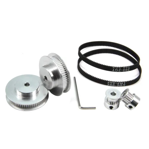 Vista 19 de Juego de 2 poleas de sincronización de aluminio GT2 de 20 y 30 dientes, 0.197 in de diámetro con 2 unidades de longitud de 7.874 in de ancho, correa