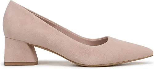 Vista 7 de Franco Sarto Women's Racer Pointed Toe Block Heel Pumps Zapatilla Ballet Rosa Claro Gamuza