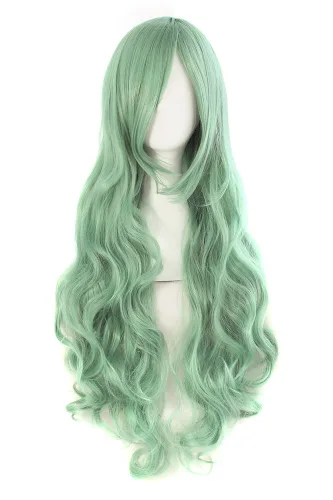 Vista 32 de MapofBeauty Peluca de disfraz de cosplay rizada en espiral de 32 pulgadas Azul celeste