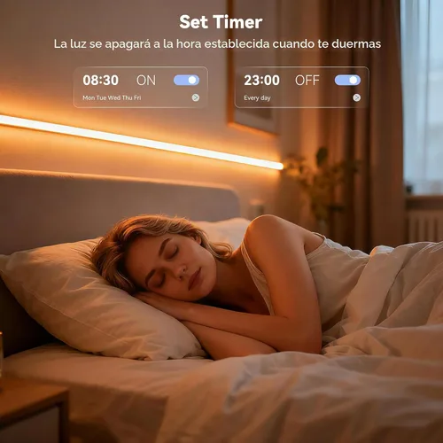 Vista 7 de MIWISE Tira de luces LED RGB COB 9.84 pies/3m, tira de luz de cambio de color regulable DC24V, compatible con Alexa/Google Assistant/Tuya, cinta