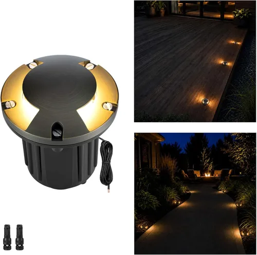 Vista 15 de Gardenreet - Luz de pozo en tierra - Latón 12V IP65 Iluminación de paisaje al aire libre, luz de torreta de bajo voltaje LED en grado, bronce Blanco