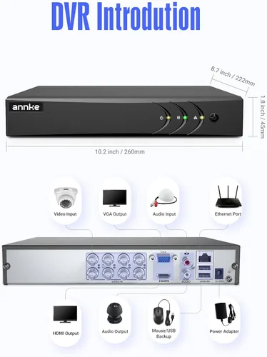 Vista 13 de ANNKE 3K Lite 8CH Híbrido 5-en-1 Seguridad Digital Grabador de Vídeo, 1TB HDD