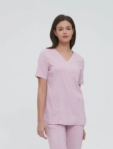 Vista 4 de GGEH Scrub for Women Set Classic V-neck Top & Jogger Scrub Pants Medical Uniform Suit with 9 Pockets
