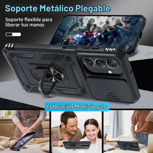 Vista 2 de Janmitta Compatible con Samsung Galaxy A26 5G Funda con Cubierta Deslizante Integrada para Lente de Cámara + Protector de Pantalla + Soporte