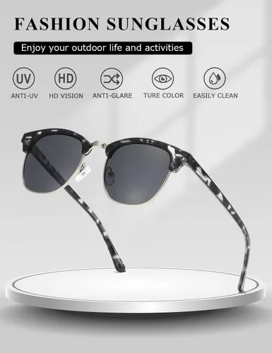 Vista 91 de AEVOGUE Gafas de sol polarizadas para mujeres y hombres semi marco retro gafas de sol AE0369