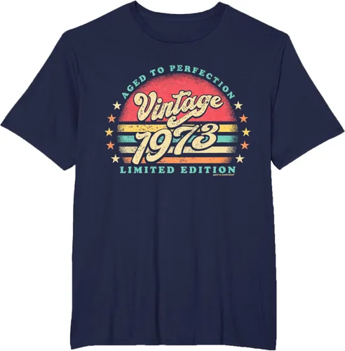 Vista 19 de Camiseta retro de 50 cumpleaños de 1973 de edad a la perfección nacido en los años 70, Negro