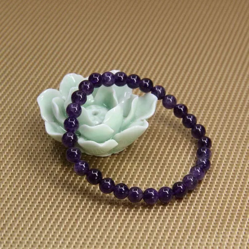 Vista 3 de Handmade Gem Semi Precious Gemstone 6mm Round Beads Stretch Bracelet 7" Unisex