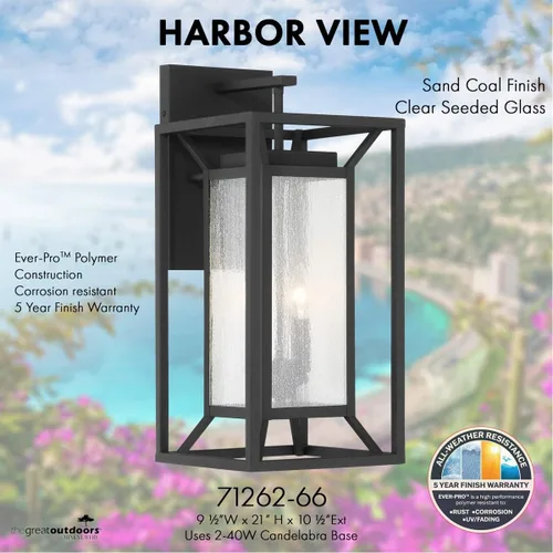 Vista 3 de Minka Lavery Harbor View - Lámpara de pared para exteriores de carbón de arena de 21 pulgadas