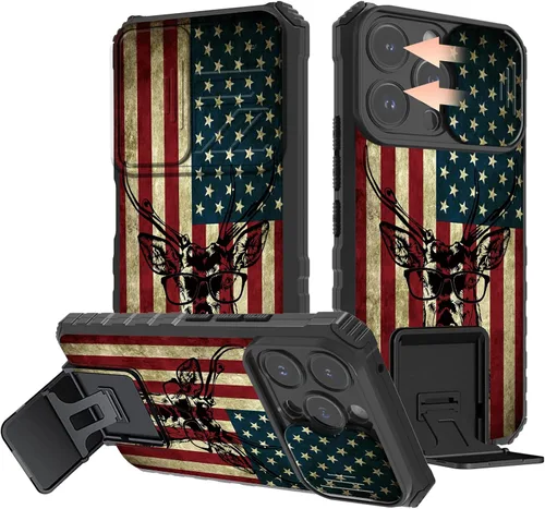 Vista 35 de Rossy Funda para iPhone 14 2022, para iPhone 14 con funda deslizante para cámara deslizante, soporte integrado, doble capa híbrida, a prueba de 1-37