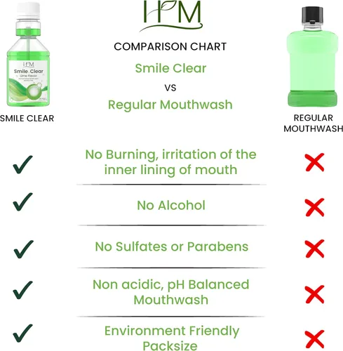 Vista 7 de HM - Smile Clear Enjuague bucal concentrado sin alcohol, ingredientes inteligentes para el cuidado dental avanzado, para el mal aliento
