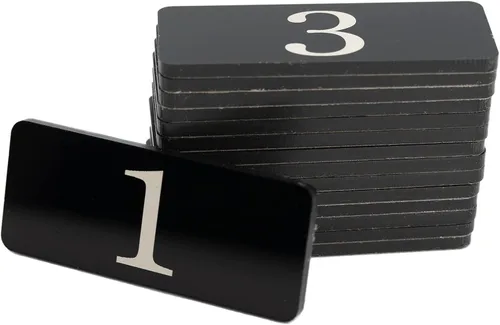 Vista 3 de Número de tabla de número de habitación con adhesivo numerado para casillero rectangular de plástico (1-10, negro)