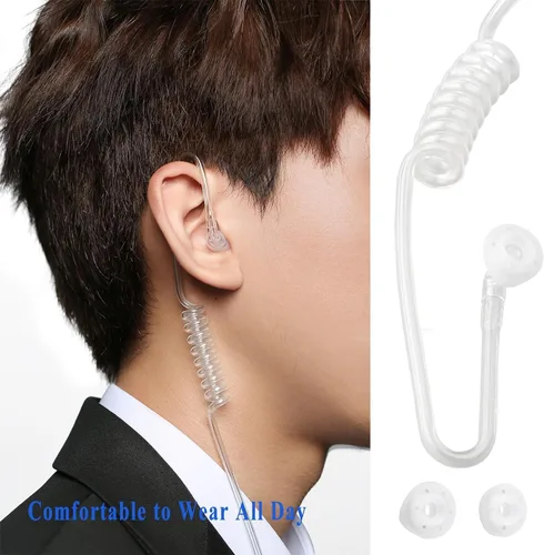 Vista 5 de SAMCOM - Auricular transparente para walkie talkie con tubo de aire transparente Manos Libres Cómoda Vigilancia Oído Pieza Con Micrófono Micrófono
