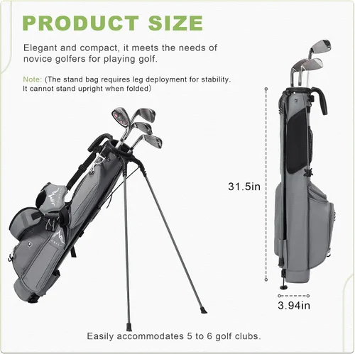 Vista 3 de Bolsa de golf ligera con soporte para transportar – Bolsa de golf fácil de llevar y duradera para Pitch n Putt para el campo de práctica, Par 3