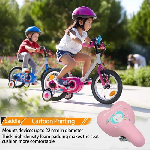 Vista 5 de Sillín de bicicleta para niños con diseño de conejo, asiento de bicicleta acolchado de espuma para bicicletas de 12 a 20 pulgadas, se adapta a