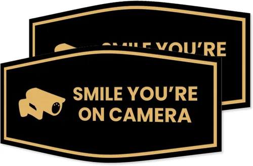 Vista 100 de Fancy Smile You're On Camera Letrero (negro) - Mediano (1 unidad)
