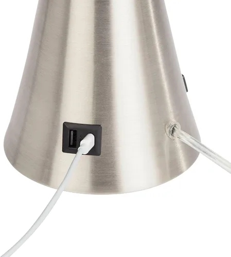 Vista 7 de 360 Lighting Karl - Juego de 2 lámparas de mesa modernas de 27 1/2 pulgadas de alto con puertos de carga USB A+C y toma de corriente alterna