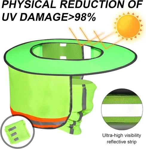 Vista 3 de Parasol de sombrero duro con visera de ala completa, protege tu cuello del sol, accesorios de construcción para hombres para sombreros duros