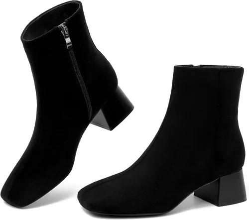 Vista 13 de Susanny Botas de tacón alto para mujer, Botas de plataforma con tacón sexy de puntera redonda con agujetas, tacón alto, botas de media pantorrilla