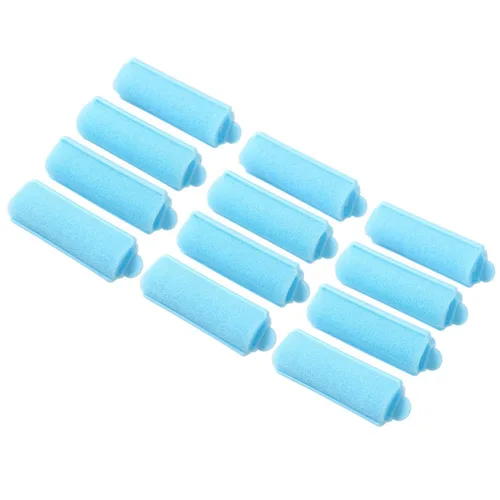 Vista 2 de 12 rodillos de esponja de espuma, rizadores de pelo azul, rizadores de pelo hinchables, accesorios de herramientas