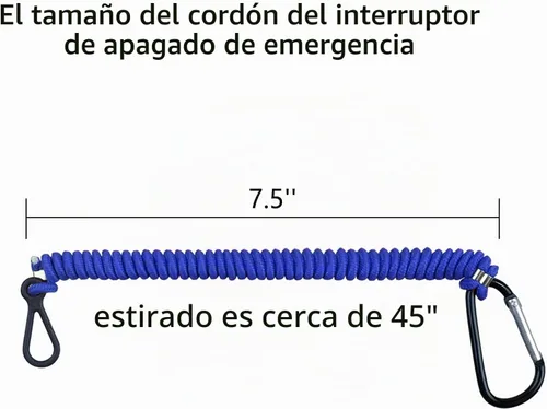 Vista 4 de Cordón para interruptor de barco con correa de muñeca compatible con motor fuera de borda Mercruiser Interruptor de parada de emergencia, cable