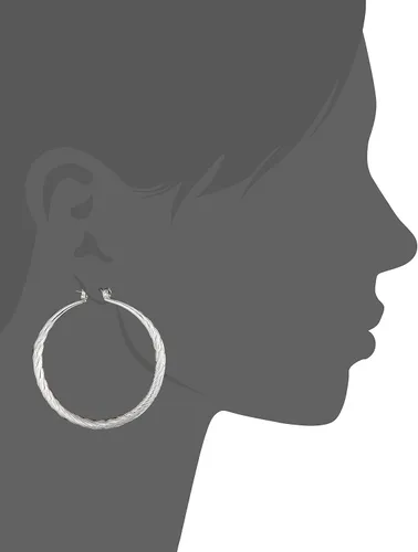 Vista 2 de GUESS Pendientes de aro con textura de plata "básicos", Metal