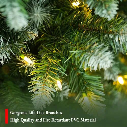 Vista 4 de Preit Árbol de Navidad artificial de 7.5 pies parcialmente Parcialmente flocado